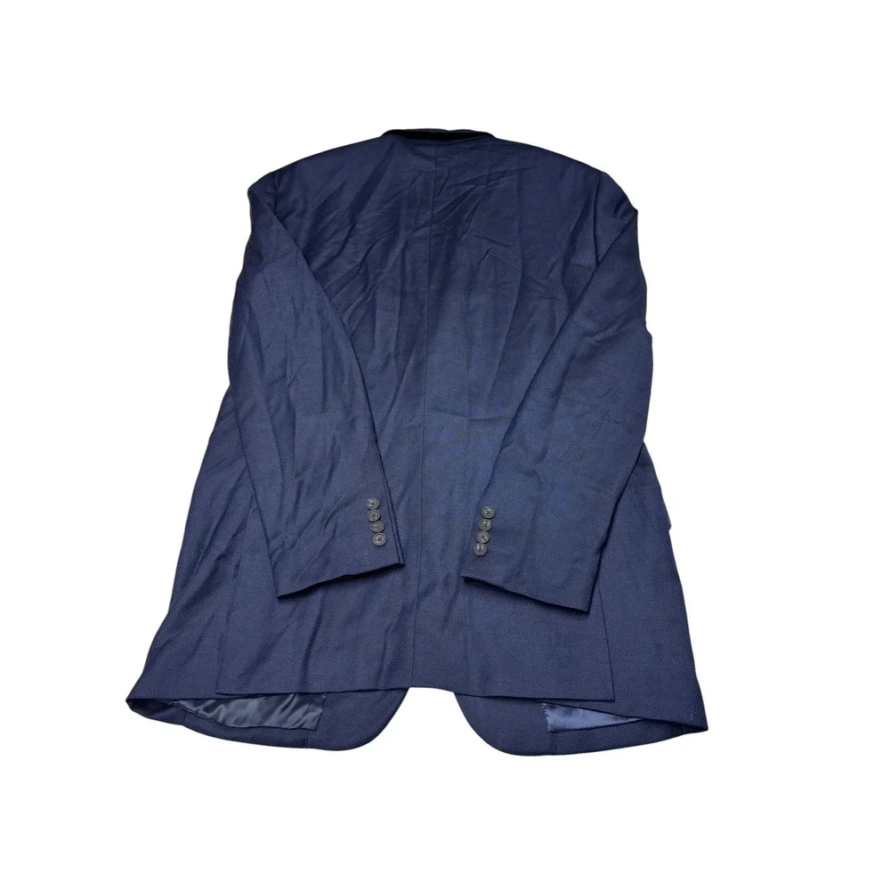 Jos A Bank Traveler Slim Fit Blazer Navy Blue Wool Blend Sport Coat Mens 42 Long